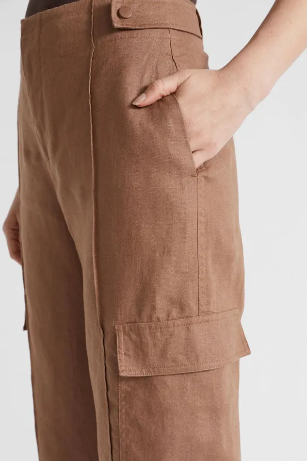 Pants Woman Seed Heritage Linen Cargo Pant Woodland