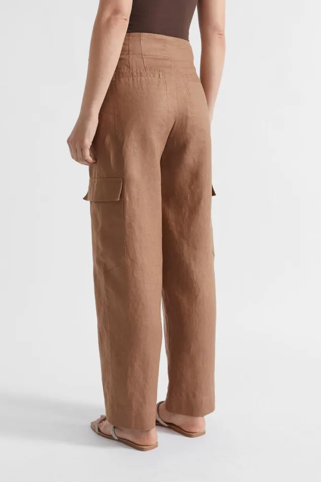 Pants Woman Seed Heritage Linen Cargo Pant Woodland