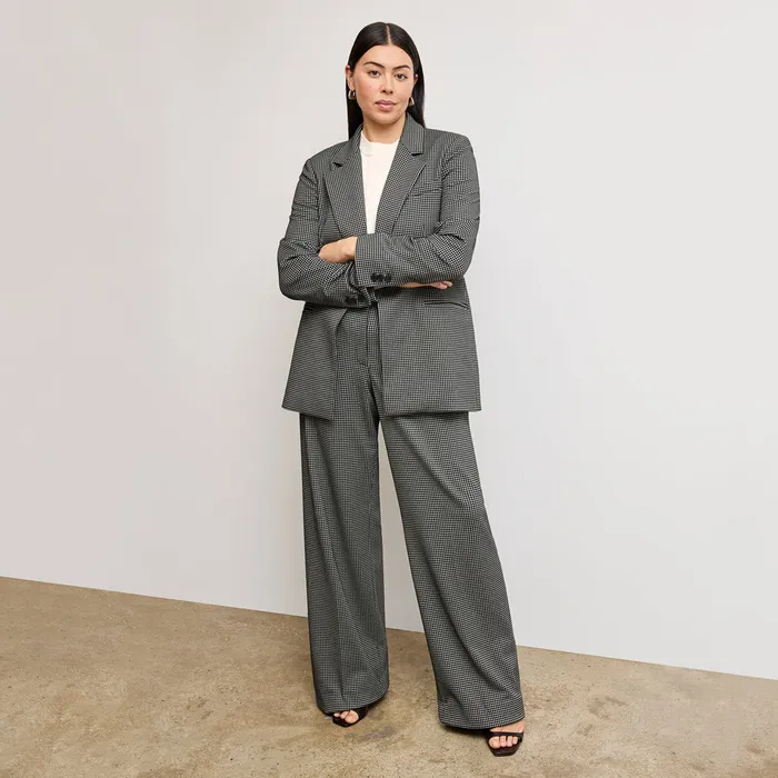 Pants Women M M LaFleur The Tinsley WideLeg Trouser 8211 Knit Suiting Classic Check