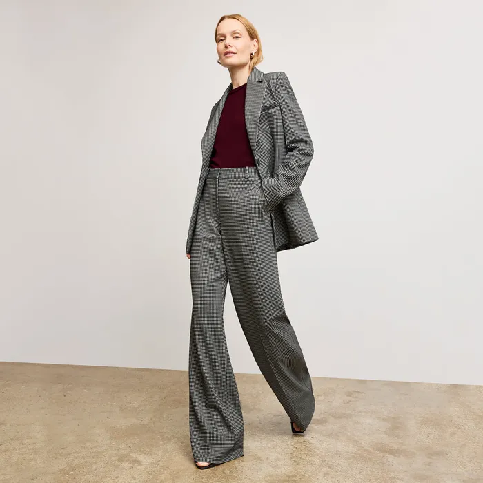 Pants Women M M LaFleur The Tinsley WideLeg Trouser 8211 Knit Suiting Classic Check