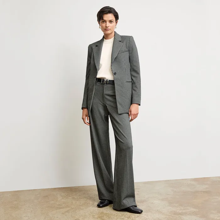 Pants Women M M LaFleur The Tinsley WideLeg Trouser 8211 Knit Suiting Classic Check