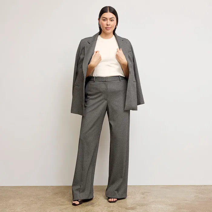 Pants Women M M LaFleur The Tinsley WideLeg Trouser 8211 Knit Suiting Classic Check