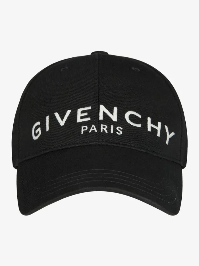 Paris Embroidered Cap In Cotton Black Men Givenchy Beanies and Caps