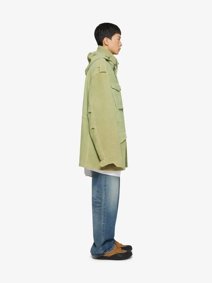 Parka In Leather Bright Green Men Givenchy Coats and Jackets