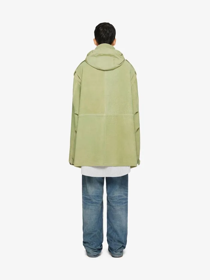 Parka In Leather Bright Green Men Givenchy Coats and Jackets