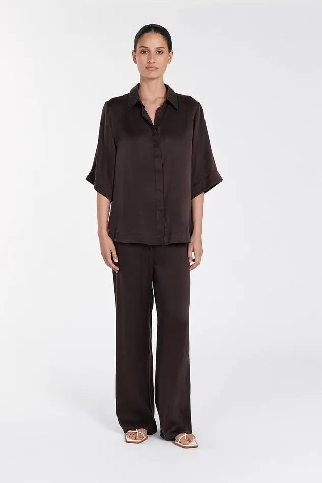 PERCY BITTER CHOC SILK SHIRT Women DISSH Shirts