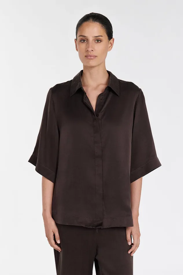 PERCY BITTER CHOC SILK SHIRT Women DISSH Shirts