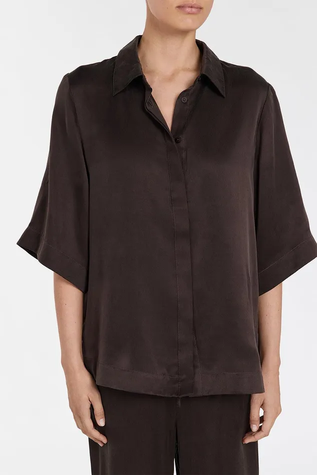 PERCY BITTER CHOC SILK SHIRT Women DISSH Shirts