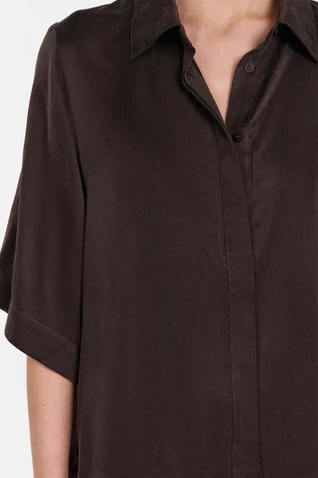 PERCY BITTER CHOC SILK SHIRT Women DISSH Shirts