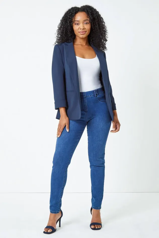 Petite 34 Sleeve Classic Stretch Blazer Women Roman Jackets