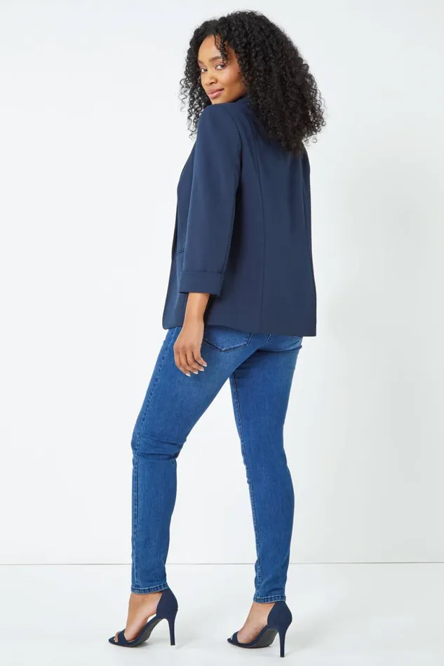 Petite 34 Sleeve Classic Stretch Blazer Women Roman Jackets