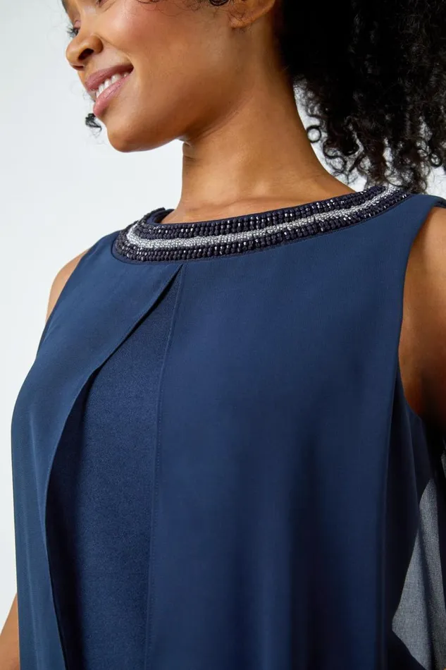 Petite Embellished Chiffon Dress Women Roman Dresses