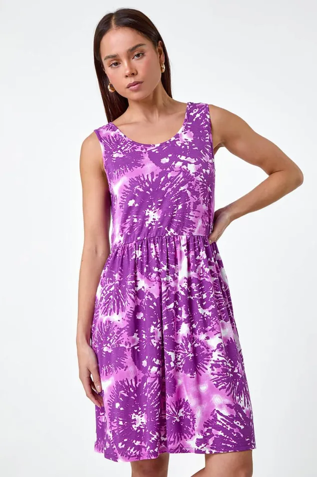 Petite Tie Dye Pocket Dress Women Roman Dresses