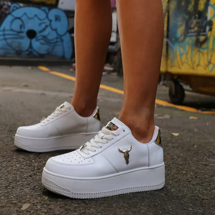 Platform Sneakers Women Windsor Smith RICH WHITE LEATHER GOLD METALLIC SNEAKERS Platform Sneakers Women Windsor Smith RICH WHITE LEATHER GOLD METALLIC SNEAKERS