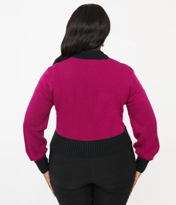 Plus Size 1950s Purple Butterfly Sweater Cardigan Clothing Unique Vintage Sweaters and Cardigans