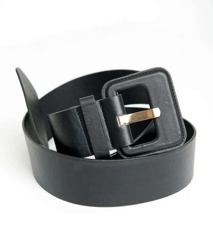 Plus Size Black Leatherette Wide Belt Accessories Unique Vintage Belts