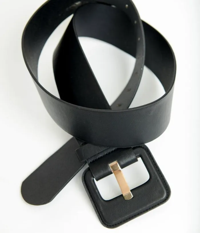 Plus Size Black Leatherette Wide Belt Accessories Unique Vintage Belts