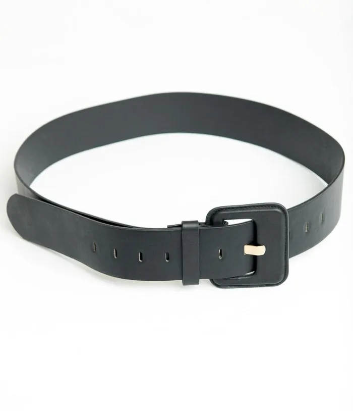 Plus Size Black Leatherette Wide Belt Accessories Unique Vintage Belts