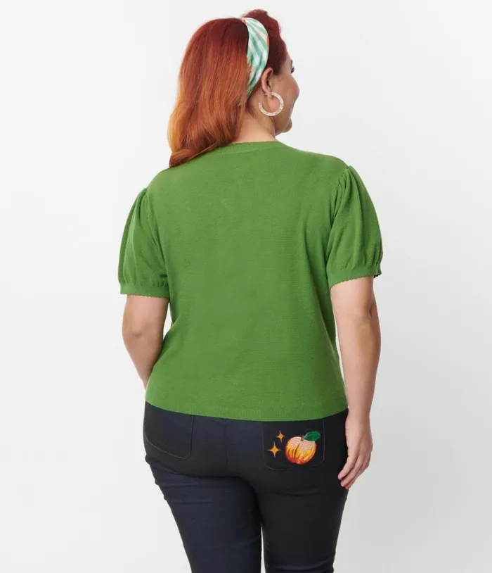 Plus Size Green and Peach Cardigan Clothing Unique Vintage Sweaters and Cardigans