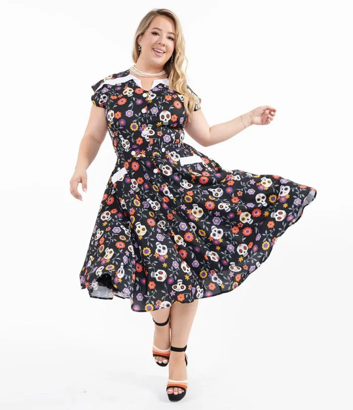 Plus Size Sugar Skulls Hedda Swing Dress Dresses Unique Vintage Pocket Dresses Plus Size Sugar Skulls Hedda Swing Dress Dresses Unique Vintage Pocket Dresses