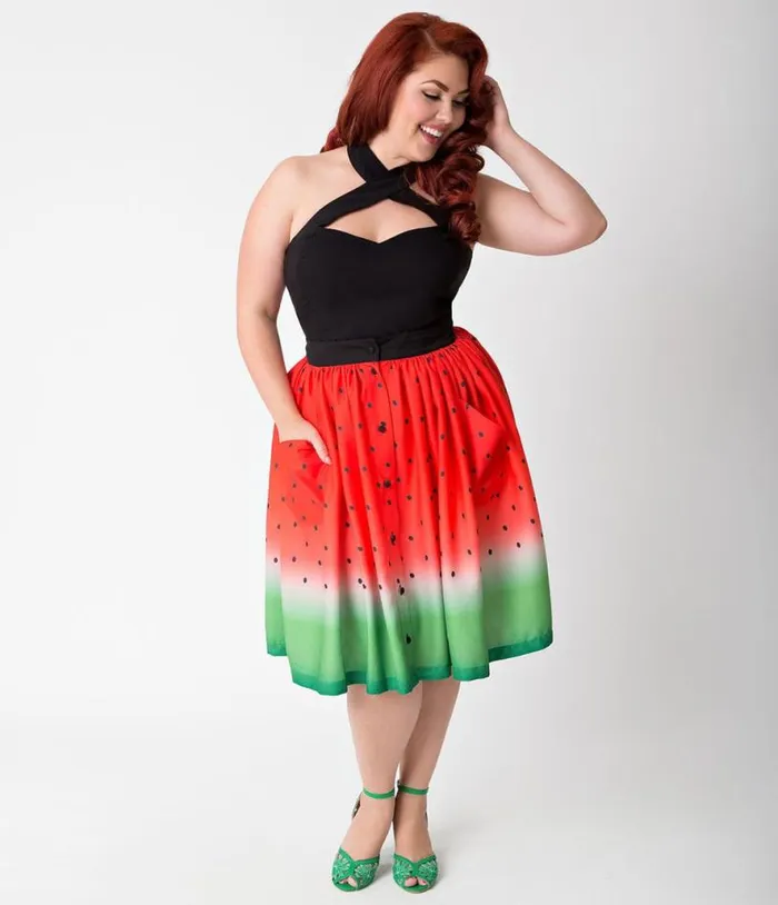 Plus Size Watermelon Ombre Button Up Elora Swing Skirt ClothingPlus Unique Vintage Skirts Plus Size Watermelon Ombre Button Up Elora Swing Skirt ClothingPlus Unique Vintage Skirts