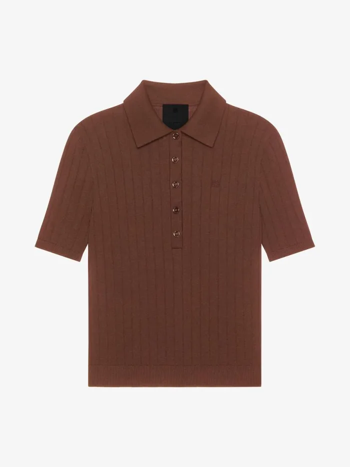 Polo Sweater In Wool With 4g Detail Moka Brown Women Givenchy Sweaters