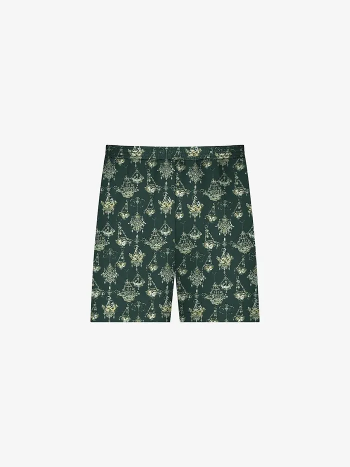 Printed Chandelier Tailored Shorts In Silk Dark Green Men Givenchy Pants and Shorts