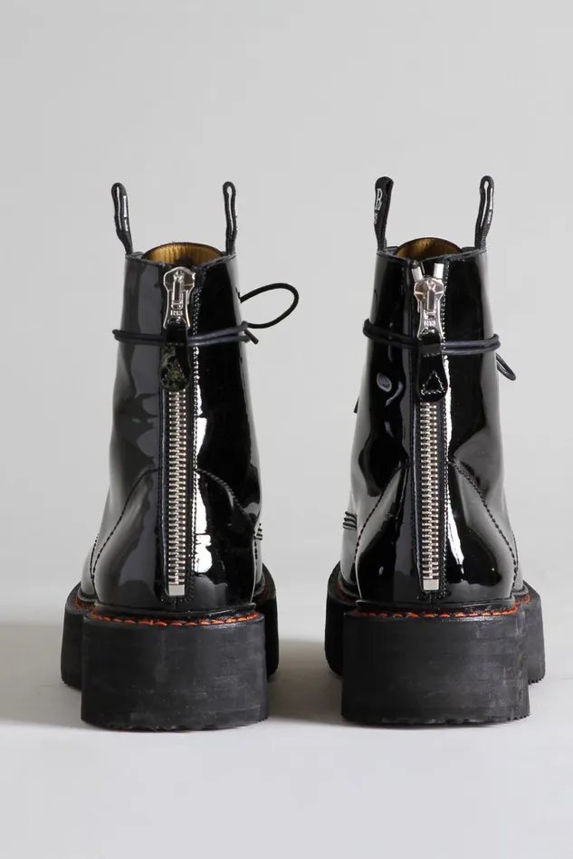 R13 Boots Women Double Stack Boot 8211 Patent Black R13 Boots Women Double Stack Boot 8211 Patent Black