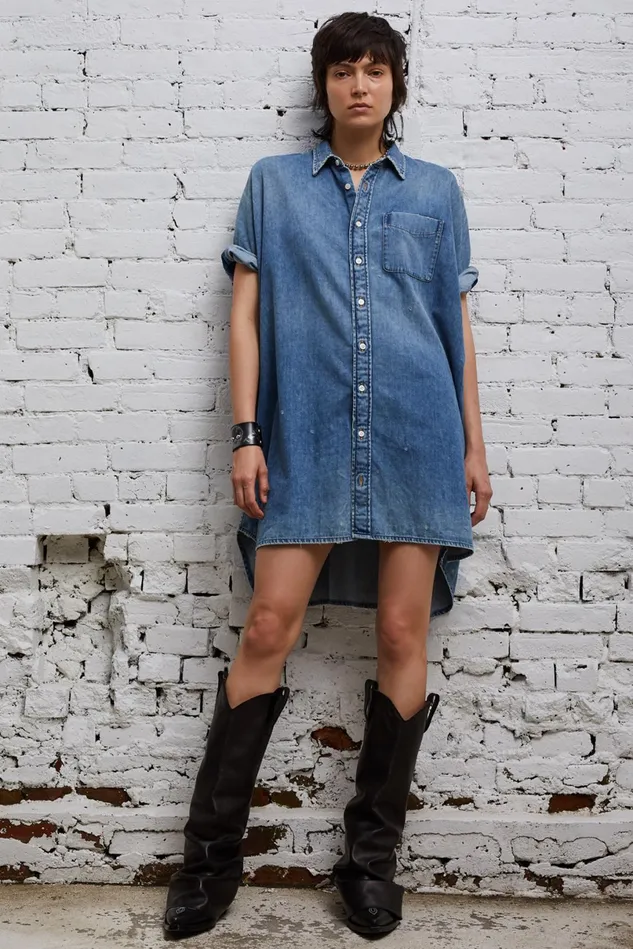 R13 Dresses Women Oversized Boxy Dress 8211 Chester Blue