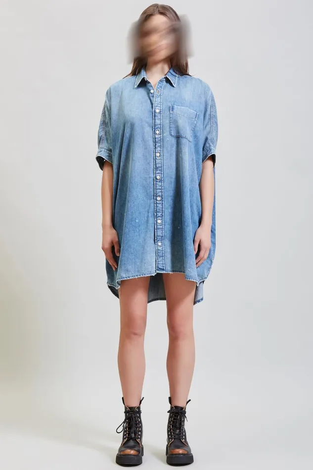 R13 Dresses Women Oversized Boxy Dress 8211 Chester Blue