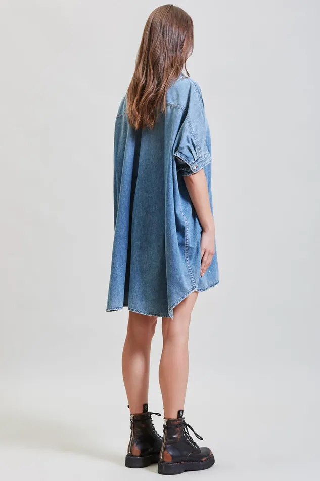 R13 Dresses Women Oversized Boxy Dress 8211 Chester Blue