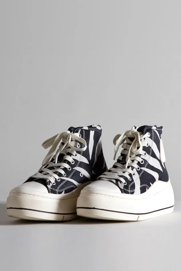 R13 Sneakers Women Kurt High Top Sneaker 8211 Black And White Zebra Print