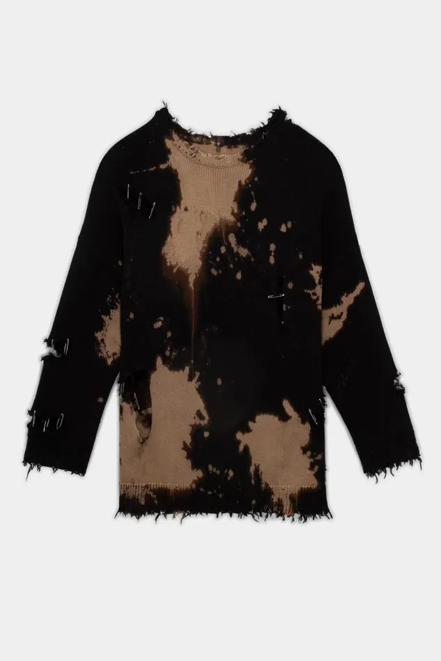 R13 Sweaters Women Bleached Distressed Crewneck Sweater