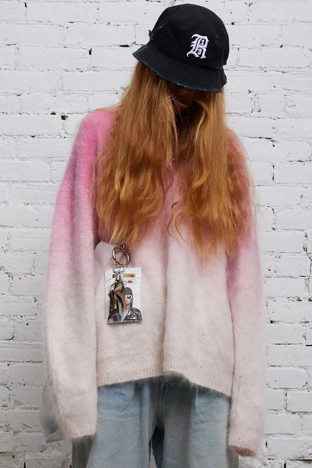 R13 Sweaters Women Japanese Brushed Cashmere Dip Dyed Sweater 8211 Pink Ombre
