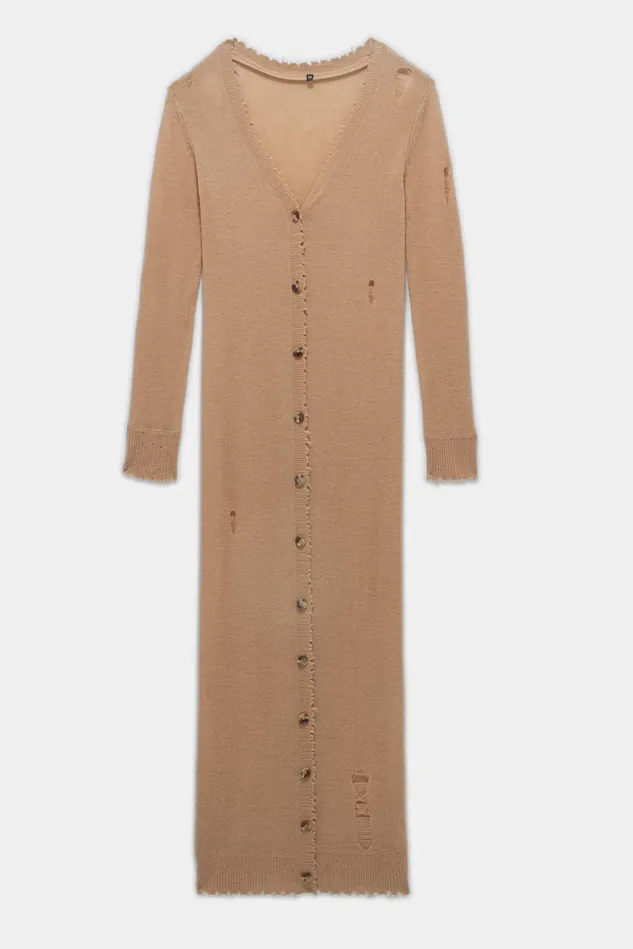 R13 Sweaters Women Long Skinny Cashmere Cardigan 8211 Camel