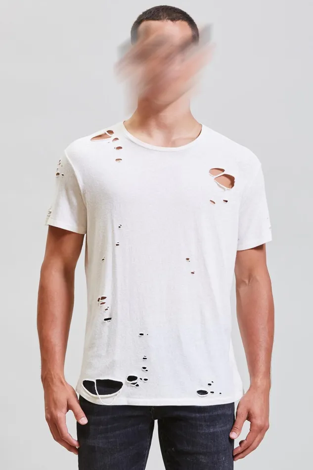 R13 TShirts Men Destroyed Boy TShirt 8211 Ecru