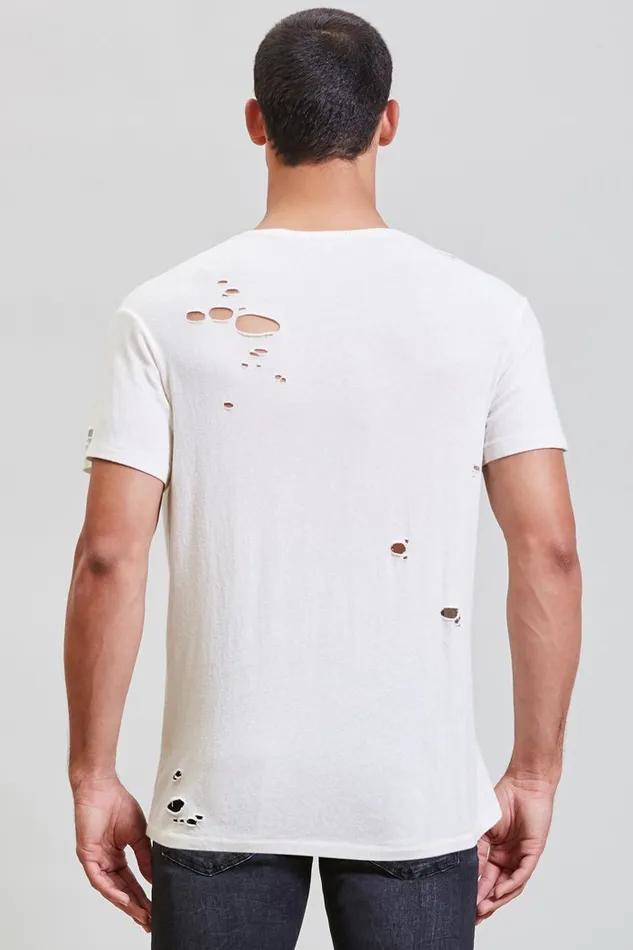 R13 TShirts Men Destroyed Boy TShirt 8211 Ecru