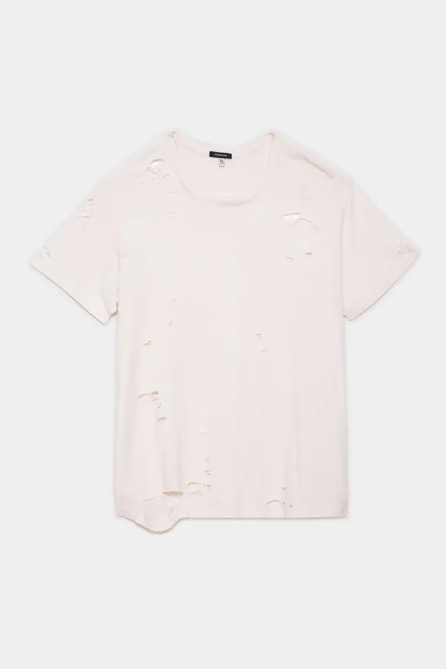 R13 TShirts Men Destroyed Boy TShirt 8211 Ecru