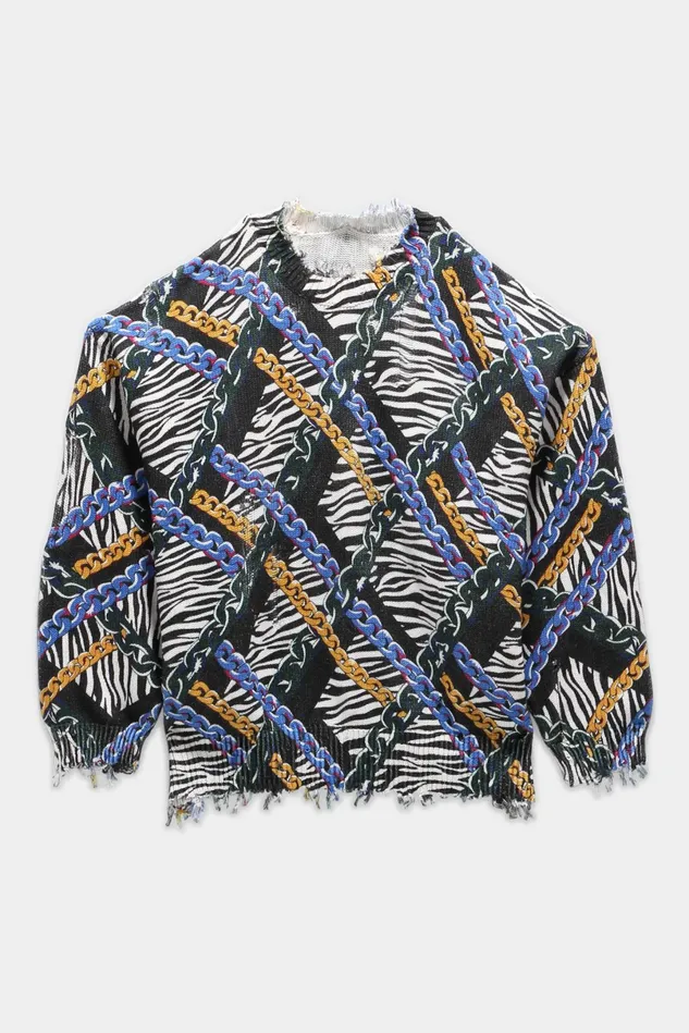 R13 Tops And Knitwear Men Oversized Sweater 8211 Chained Zebra