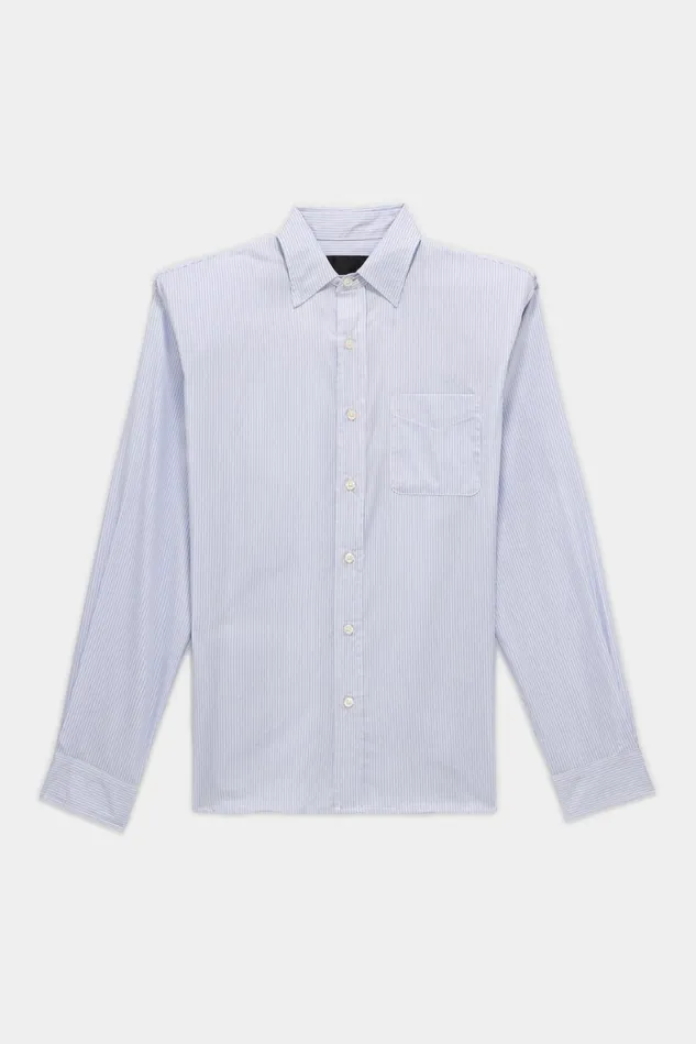 R13 Tops Women Folded Shoulder Shirt 8211 Blue Stripe