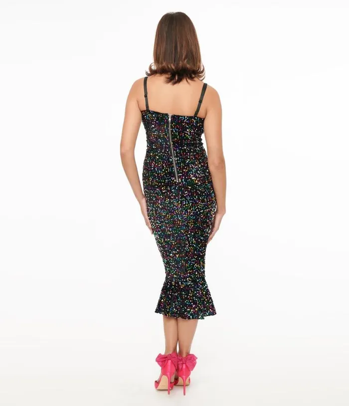 Rainbow Sequin Strapless Spotlight Wiggle Dress Dresses Unique Vintage Pencil