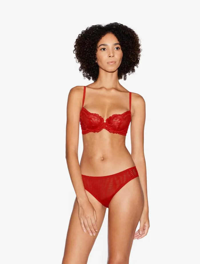 Red Lace Balconette Bra Lingerie La Perla Balconette