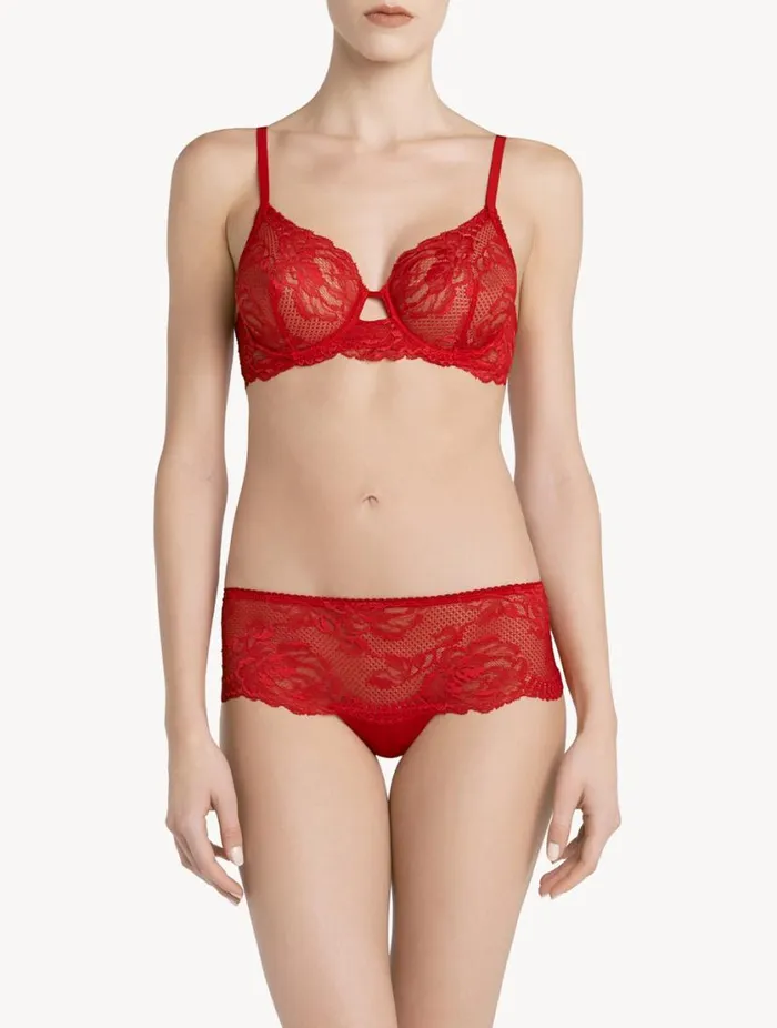 Red Lace Boyshort Brief Lingerie La Perla Hipster
