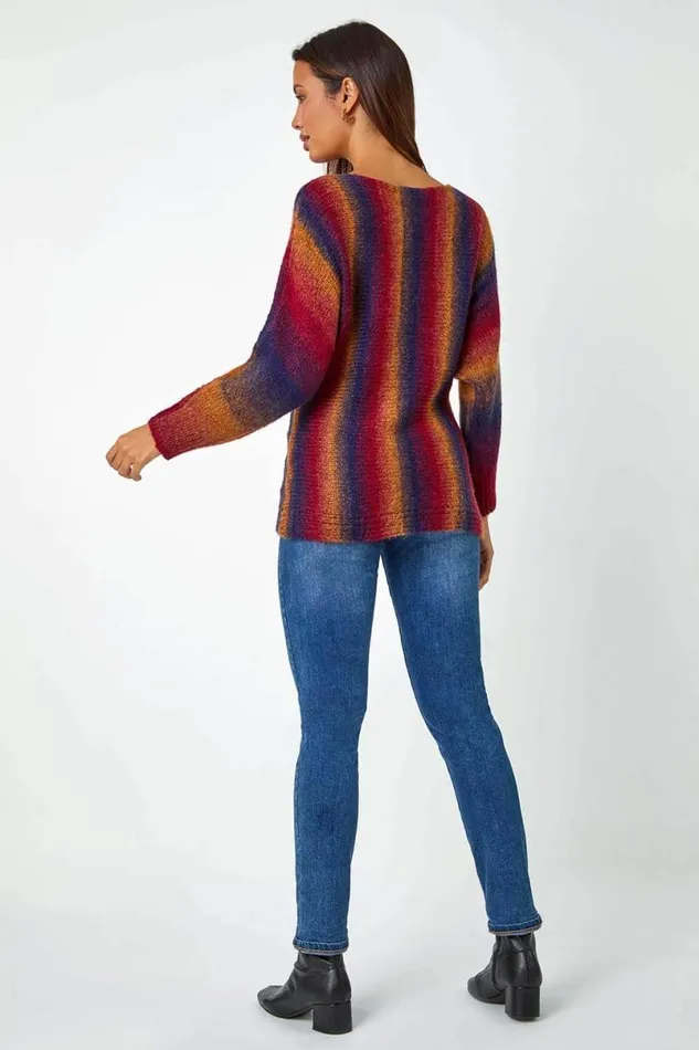 Red Ombre Stripe Wool Blend Jumper Women Roman Knitwear