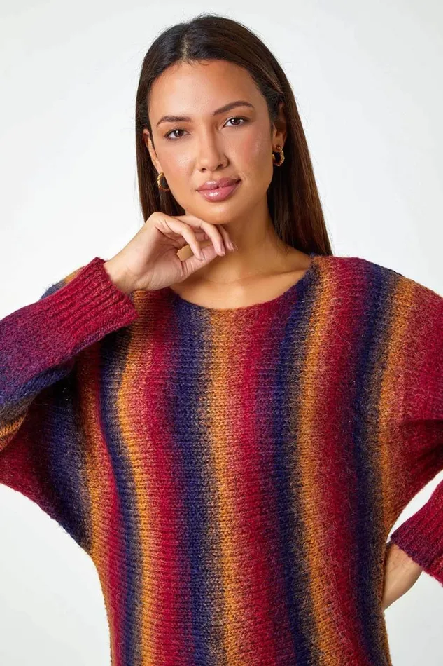 Red Ombre Stripe Wool Blend Jumper Women Roman Knitwear