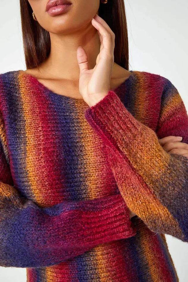 Red Ombre Stripe Wool Blend Jumper Women Roman Knitwear