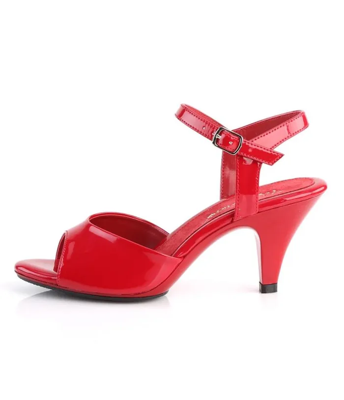 Red Patent Leather Belle Sandal Pump Shoes Unique Vintage Sandals