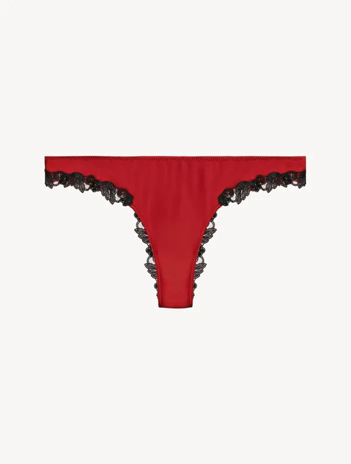 Red Silk Brazilian Briefs With Black Frastaglio Lingerie La Perla Brazilian