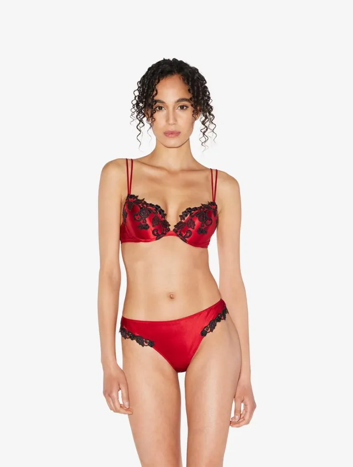Red Silk Brazilian Briefs With Black Frastaglio Lingerie La Perla Brazilian