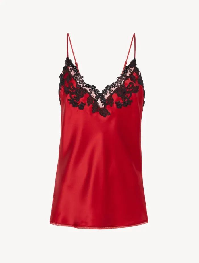 Red Silk Camisole With Frastaglio Sleepwear La Perla Camisoles